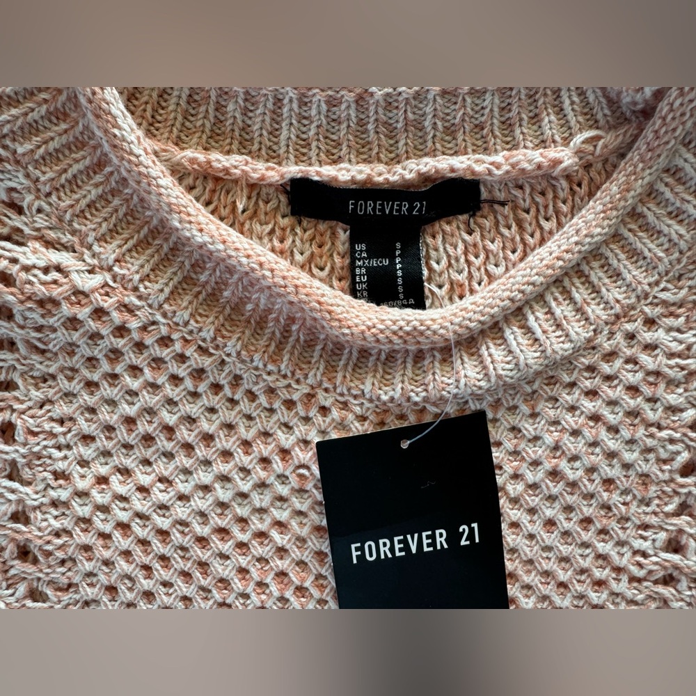 Forever 21 cable knit pink cropped sweater top‎ women’s S NWT - Picture 2 of 3